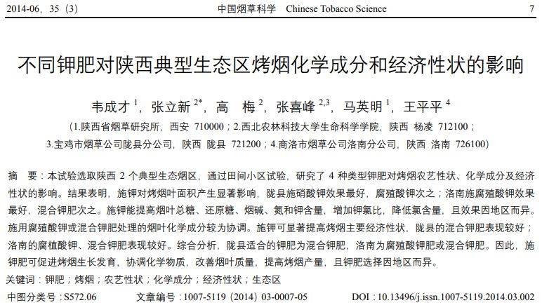 Authoritative journals tell you: Why is Jinong Red Potassium highly favored by tobacco farmers!(图2)